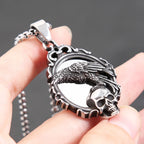 Gothic Crow Skull Stainless Steel Pendant Necklace