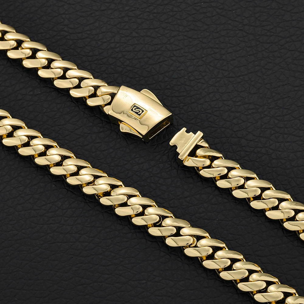 Rose Gold Cuban Chain Necklace Smooth 6/8MM