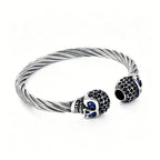 High Quality Stainless Steel Double Skull Bracelet Vintage Men Accessories Skeleton Bangle Fashion Charm Biker Jewelry Wholesale