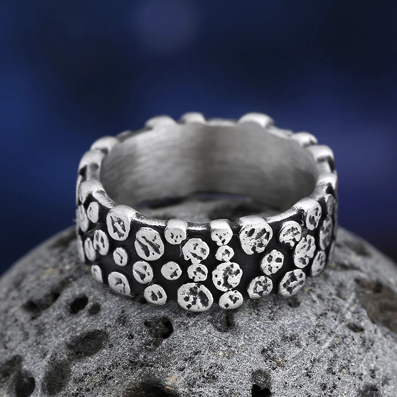 Viking Gothic Geometry Band Ring for Men — Stainless Steel