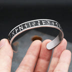Nordic Viking Rune Open Cuff Bracelet — Stainless Steel