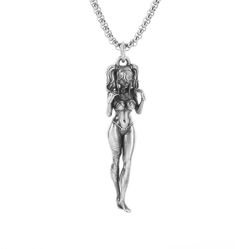Gothic Succubus Pendant Necklace — Silver