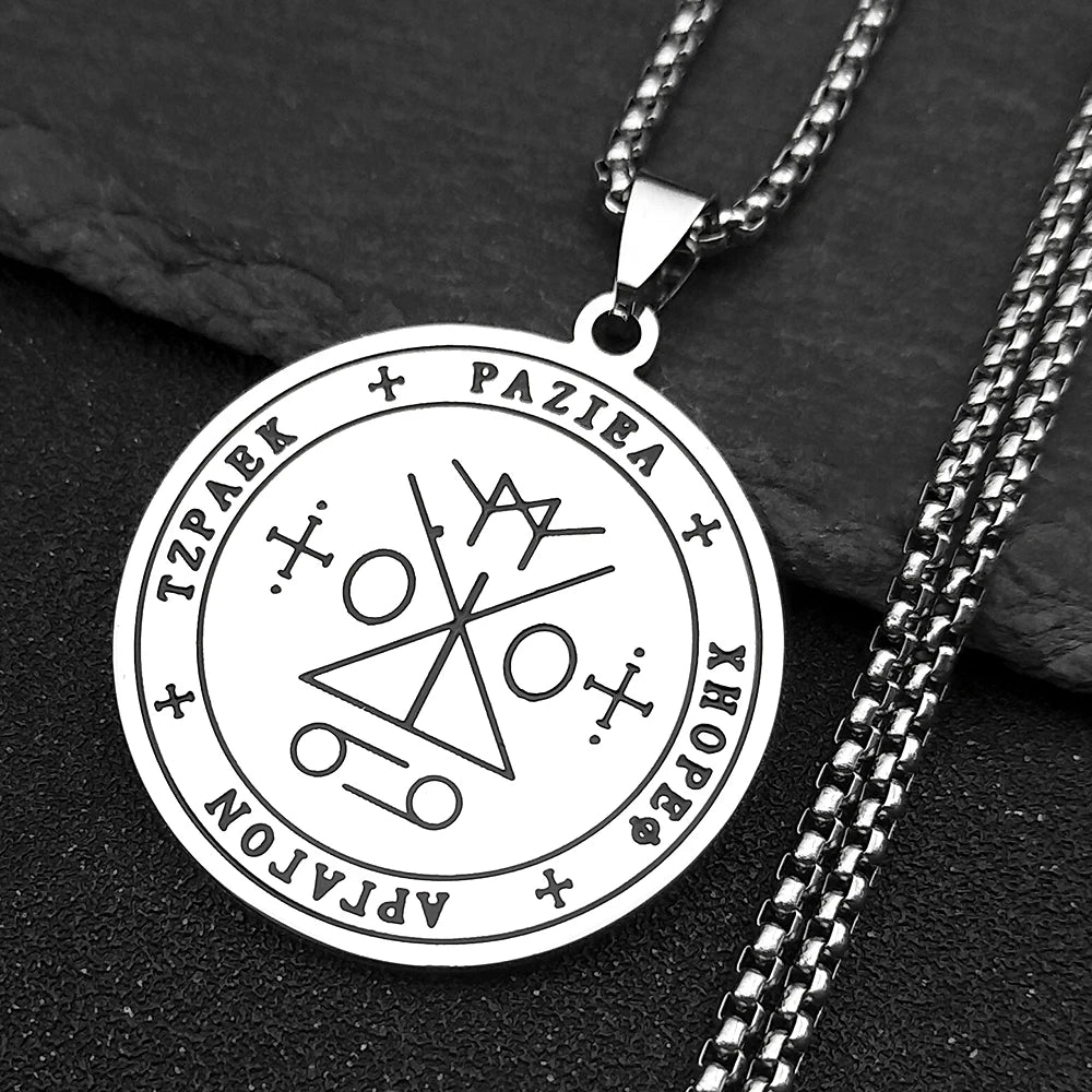 Angel Raziel Silver Pendant Necklace — Stainless Steel