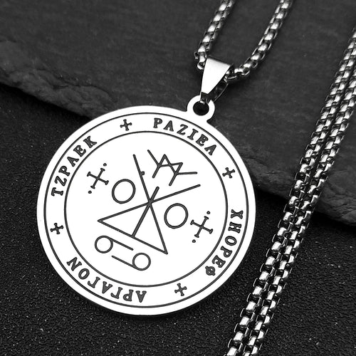 Angel Raziel Silver Pendant Necklace — Stainless Steel