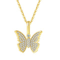 Iced Out Butterfly Pendant Necklace Stainless Steel