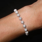 Silver and Moissanite Beads Link Chain Bracelets Women Men Hip Hop Bling Ice Out Rapper Jewelry