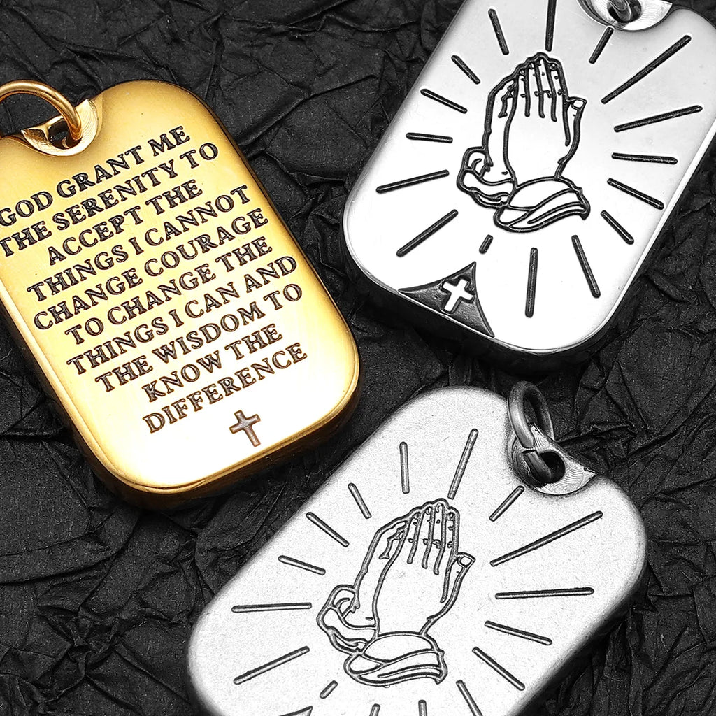 Praying Hands Cross Pendant — Stainless Steel