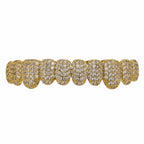 Rhinestone Teeth Grillz Set Top & Bottom Hollow Removable Caps