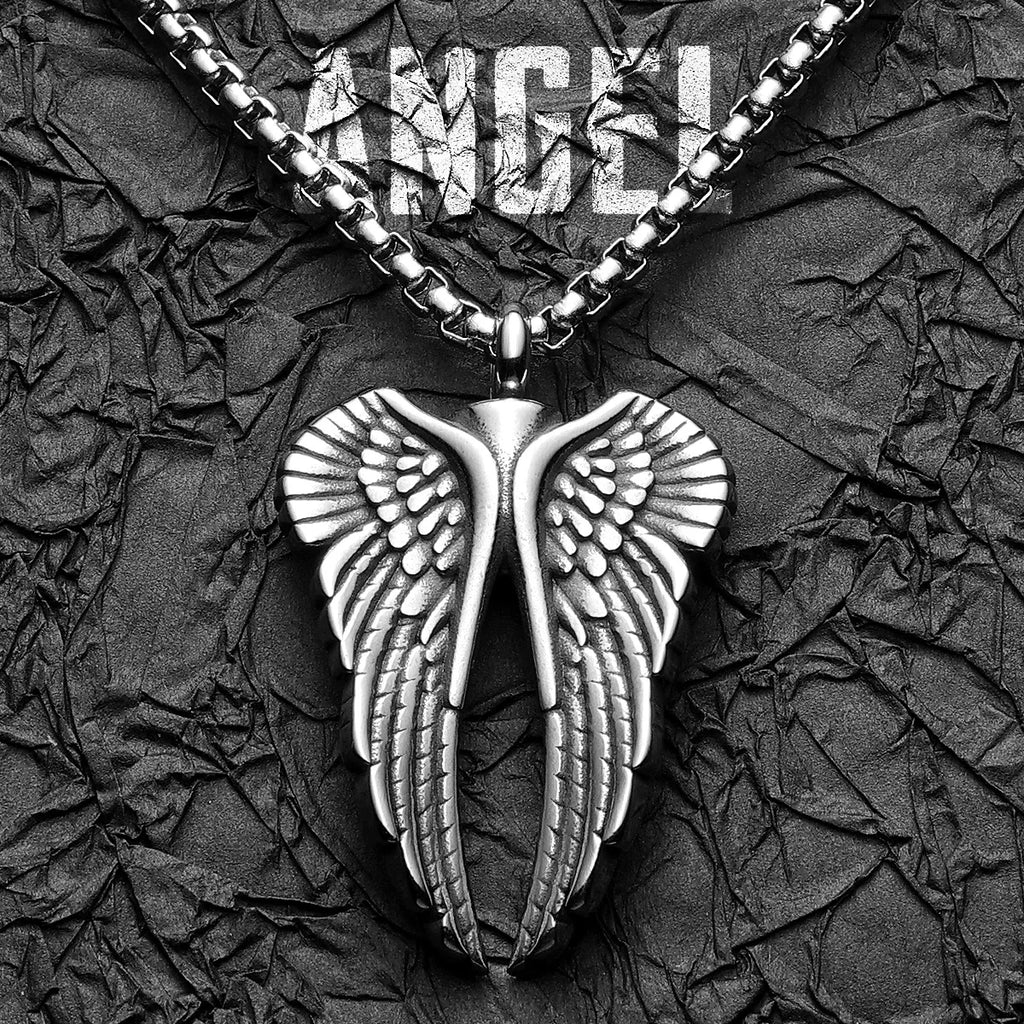 Angel Wing Urn Pendant — Stainless Steel