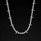 Black Panther Necklace 5mm Iced Out CZ Cubic Zircon Tennis Chain Rivet Wolf Tooth Charm Fashion Hiphop Jewelry Gift for Mens
