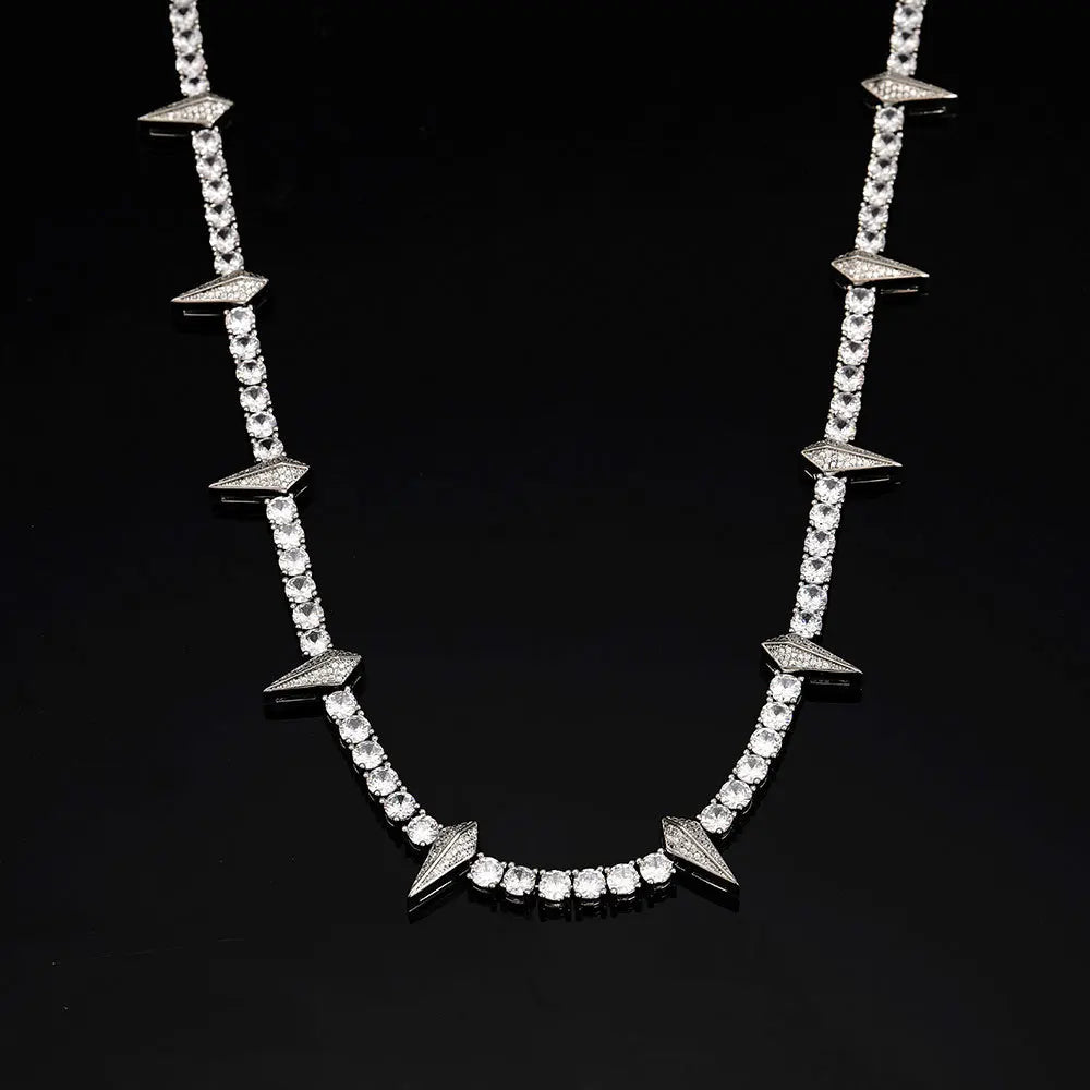 Black Panther Necklace 5mm Iced Out CZ Cubic Zircon Tennis Chain Rivet Wolf Tooth Charm Fashion Hiphop Jewelry Gift for Mens