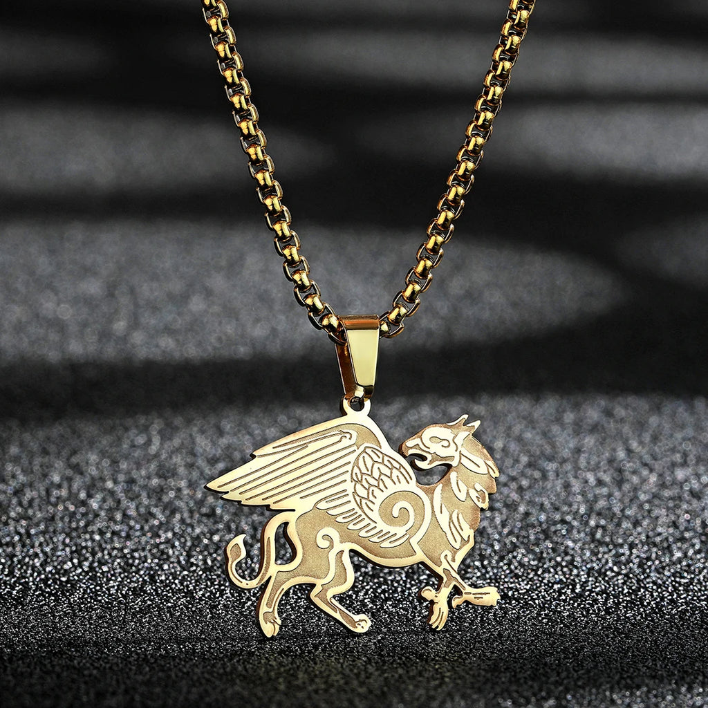 Anglo-Saxon Griffin Pendant Necklace — Stainless Steel