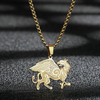 Anglo-Saxon Griffin Pendant Necklace — Stainless Steel