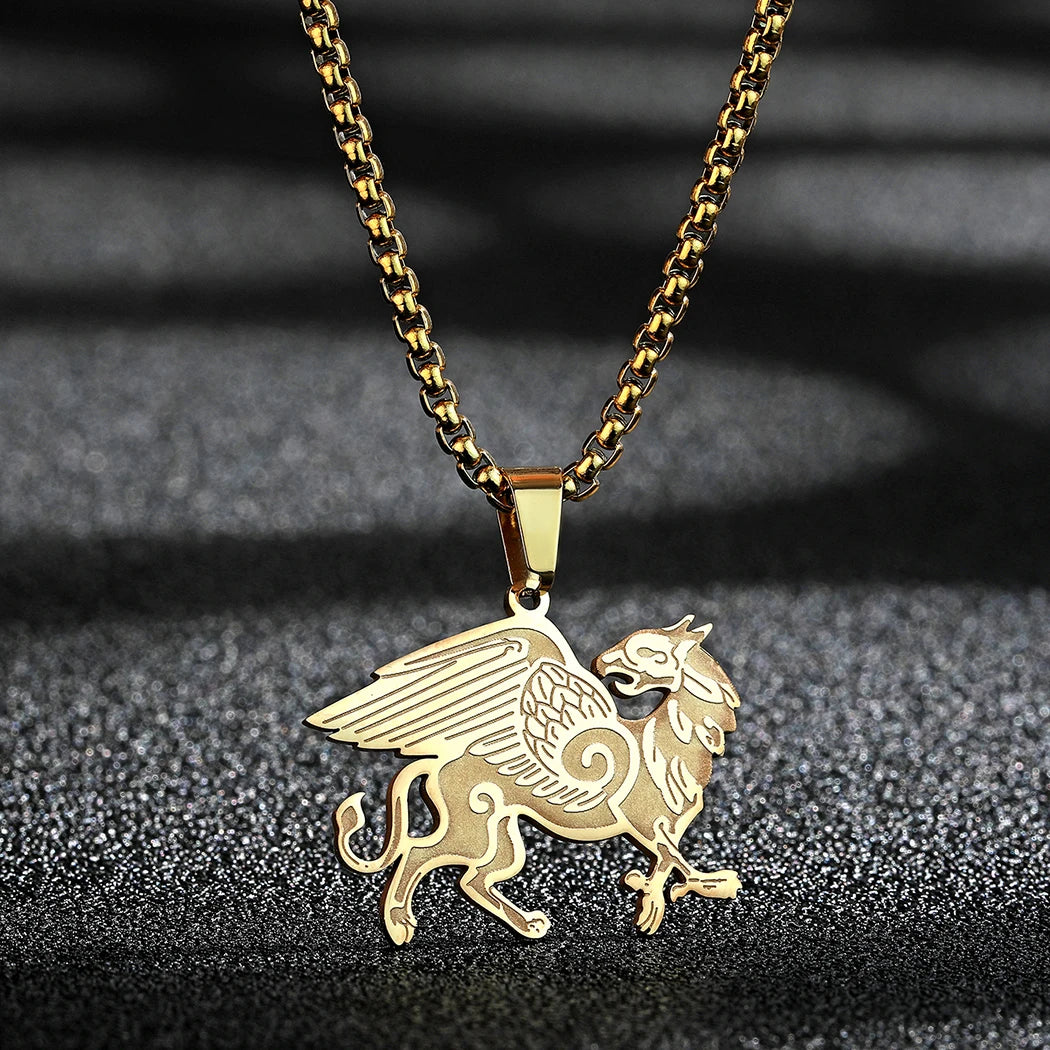 Anglo-Saxon Griffin Pendant Necklace — Stainless Steel