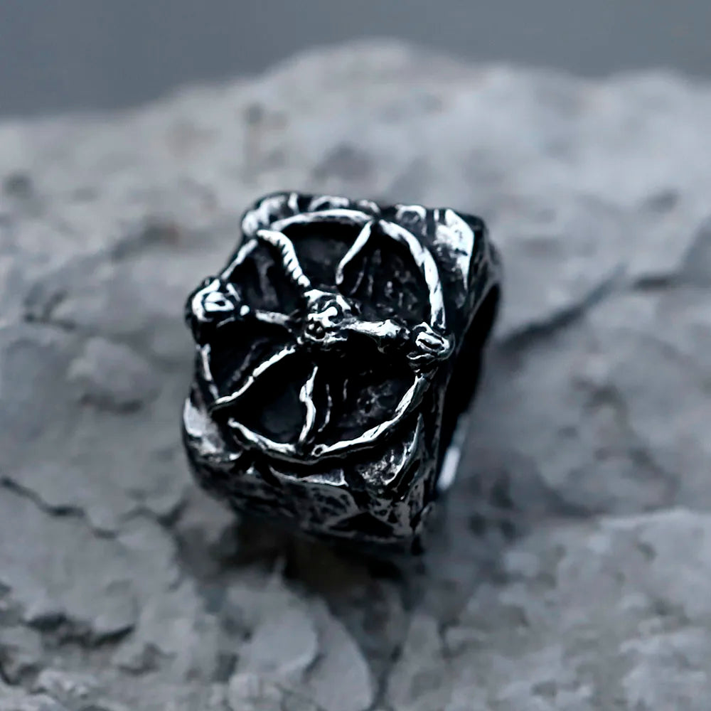 2022 NEW Men's 316L stainless-steel rings Vintage Steam punk SKULL with sheep Fashion Gothic Motorcycle Jewelry free