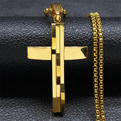 Jesus Cross Pendant Necklace — Gold-Tone Stainless Steel
