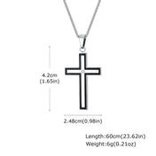 Iced Out Cross Black Pendant Necklace — Stainless Steel