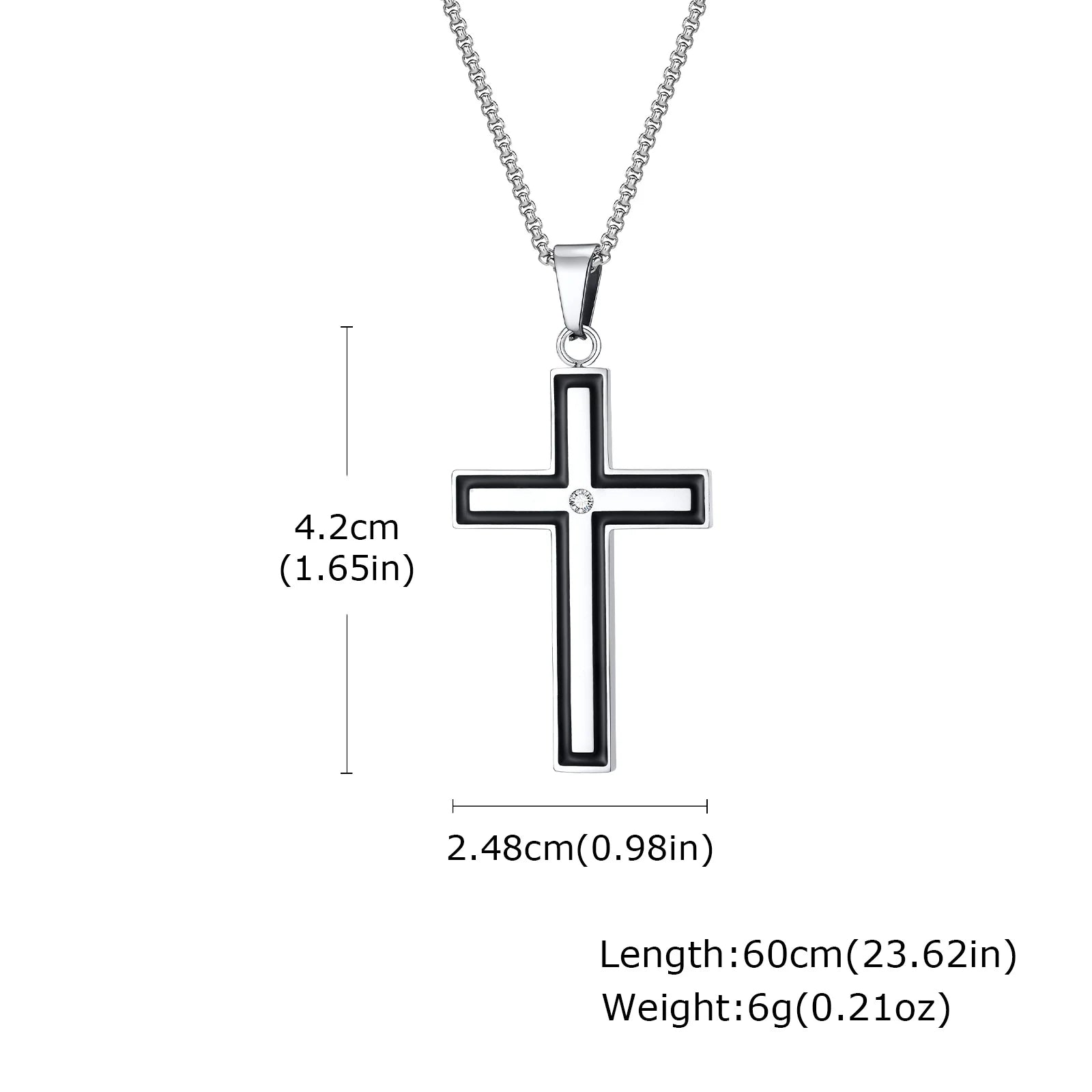 Iced Out Cross Black Pendant Necklace — Stainless Steel