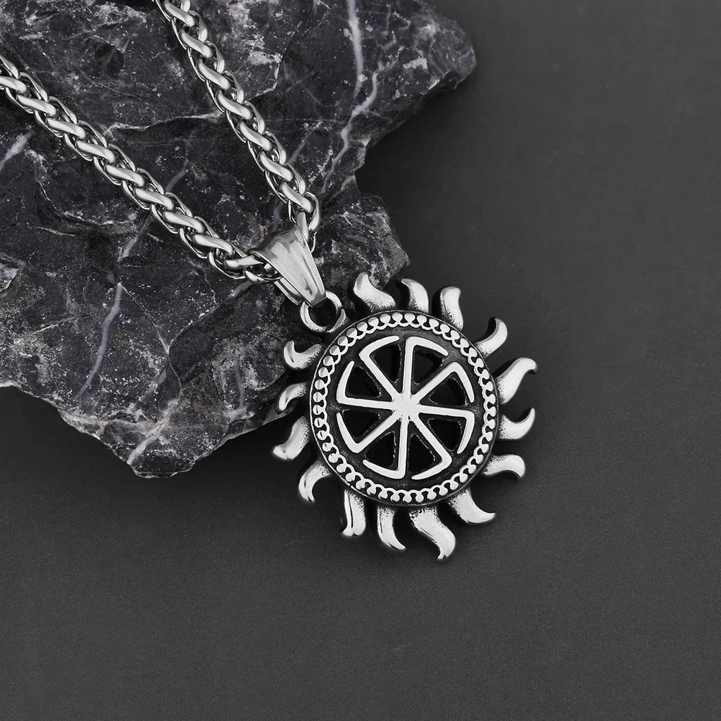 Sun Steel Pendant Kolovrat Wheel 316L