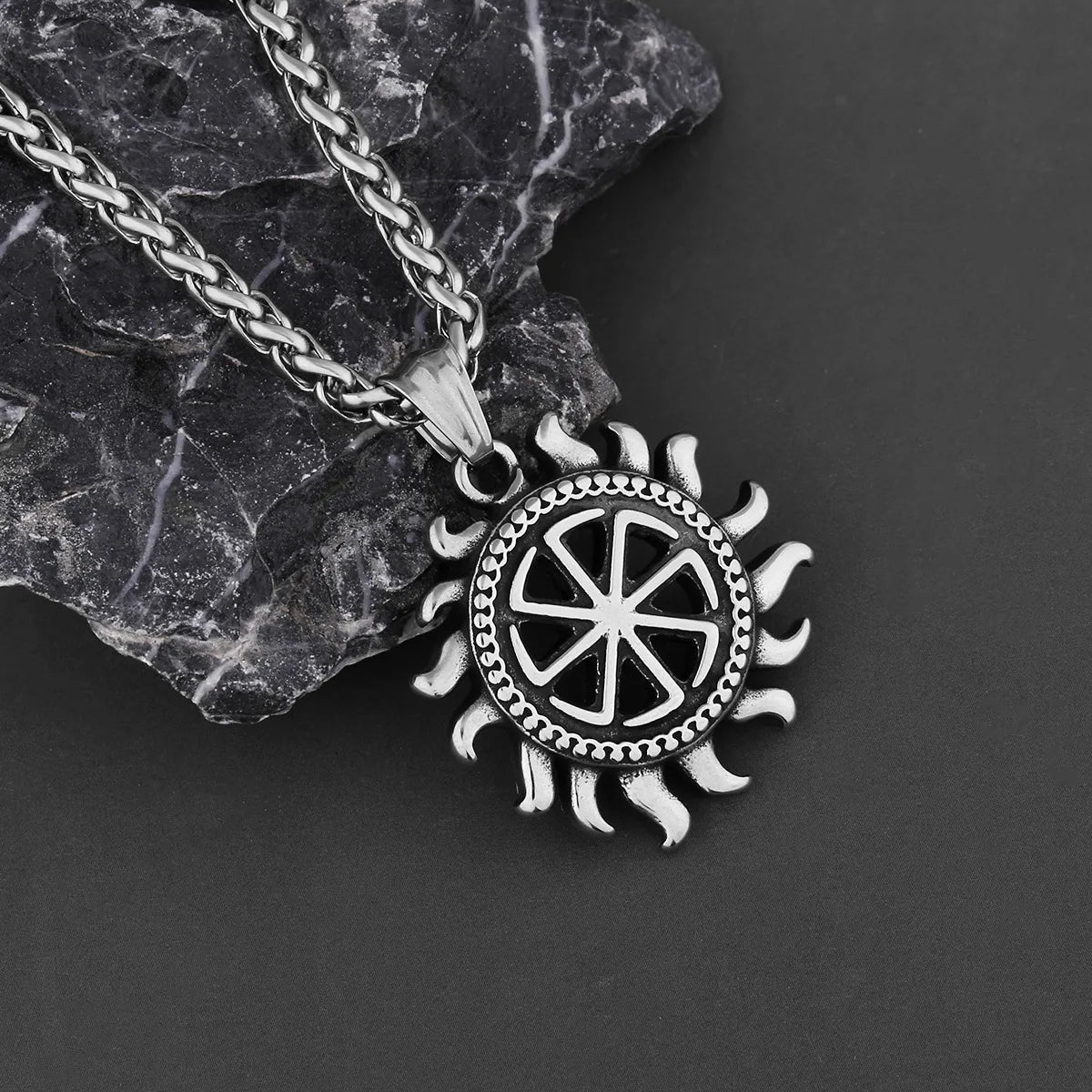 Sun Steel Pendant Kolovrat Wheel 316L
