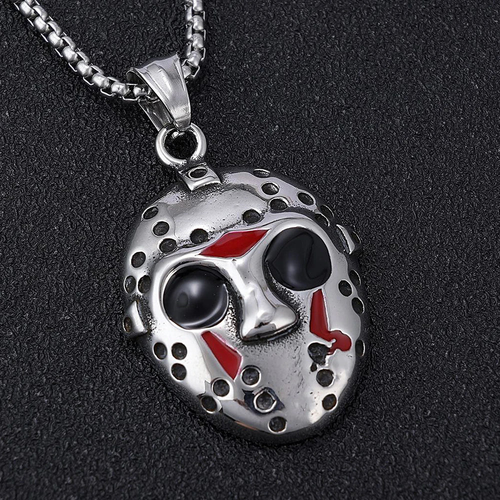 Stainless Steel Jason Mask Pendant Necklace Men Halloween Gift Biker Black Friday Necklaces High Quality Jewelry