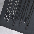 Vnox Stainless Steel Vertical Bar Necklaces for Men Boys, Black Simple Metal Pillar Pendant, Casual Neck Collar