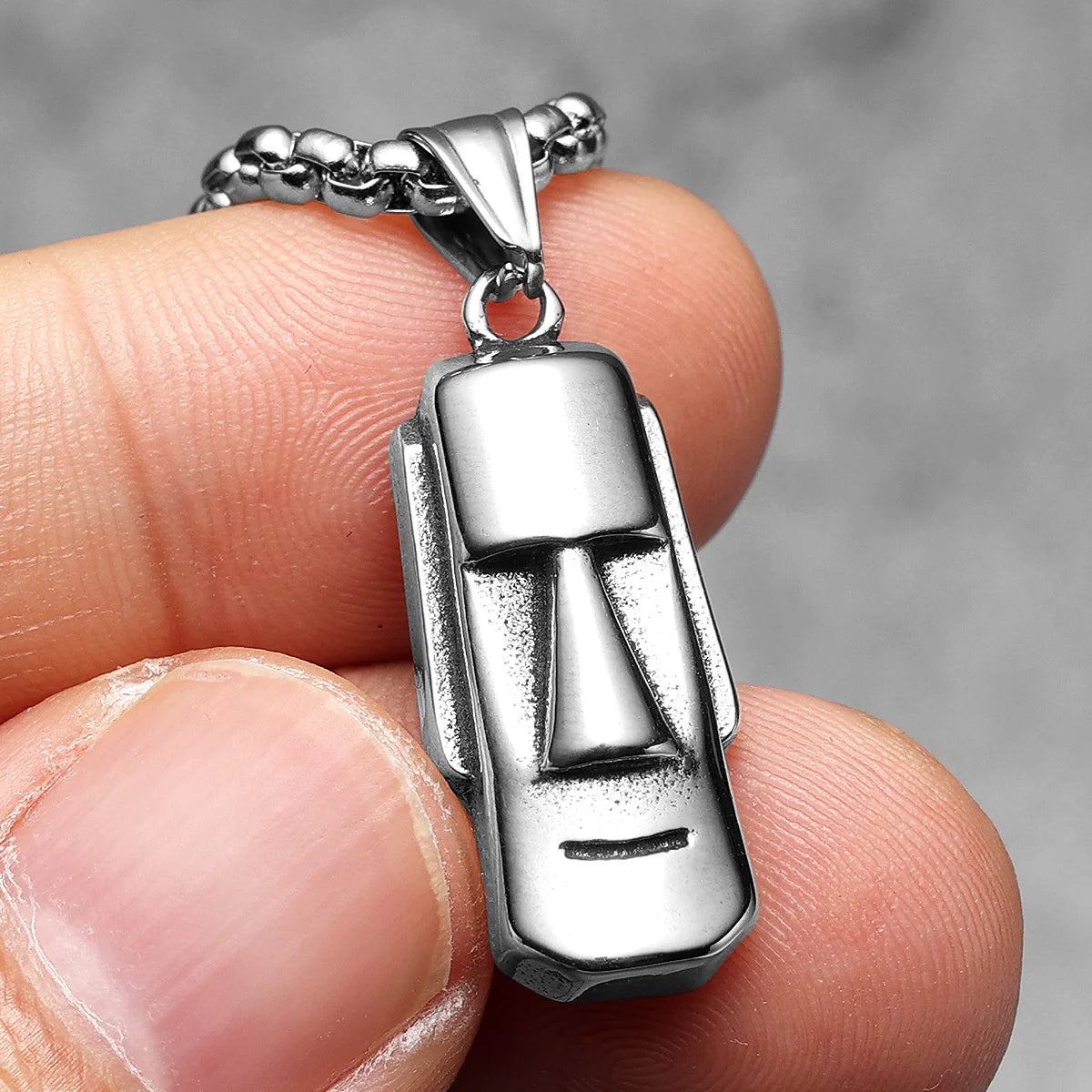 Moai Statue Pendant Necklace — Stainless Steel