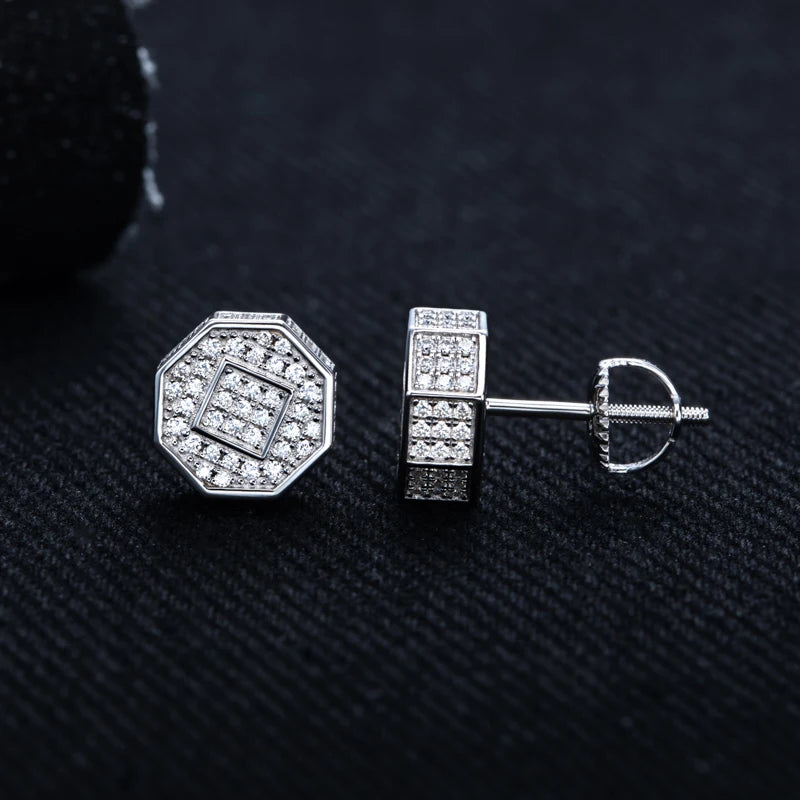 Iced Out Stud Earrings — 925 Silver