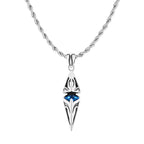 Blue Stone Geometric Pendant Necklace — Stainless Steel