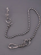 Black Large Skull Ball Bead Wallet Chain — Biker Jeans 6mm