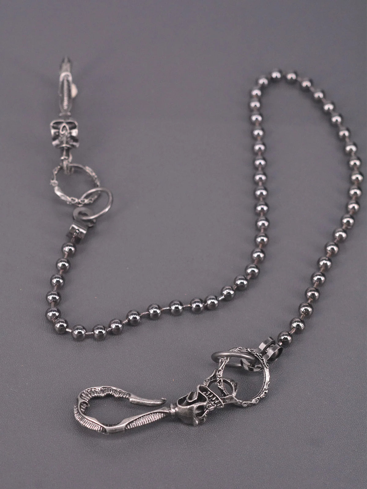 Black Large Skull Ball Bead Wallet Chain — Biker Jeans 6mm