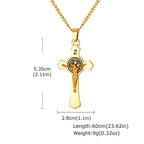 Stainless Steel Catholic Cross Necklace for Men,St. Benedict's Catholic Crucifix Pendant Necklace,Religion Gothic