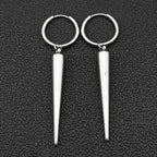 Gothic Silver Color Rivet Drop Earrings for Women Men Punk Hip Hop Metal Geometric Cone Pendant Earrings Y2K Party
