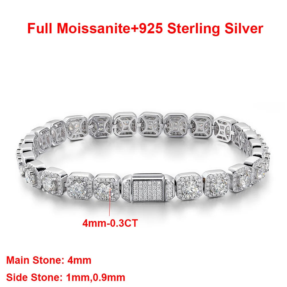 BXINY Luxury Full Moissanite Bracelets S925 Silver GRA Certified Lab Diamond Hand Chain for Women Men Wedding Fine Jewelry Gifts
