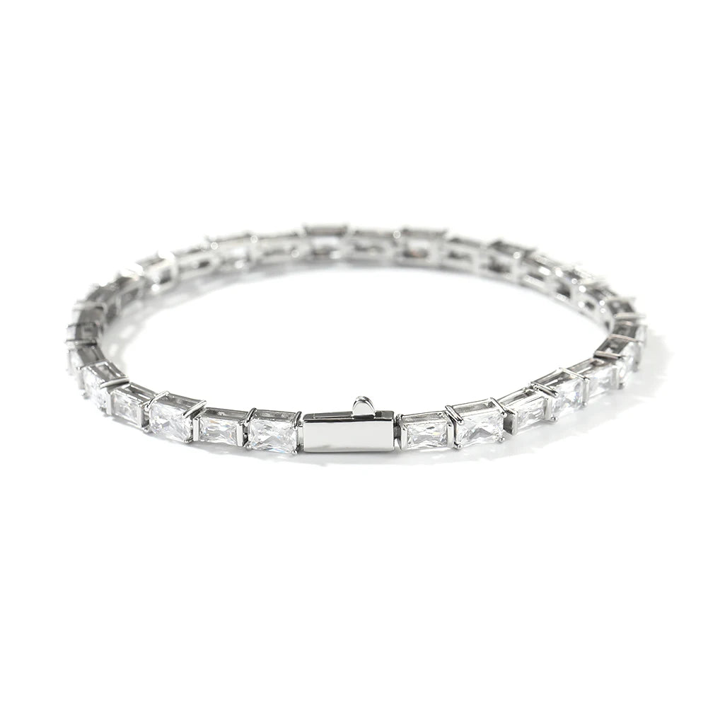 UWIN Iced Out Baguettecz Green&White CZ Tennis Bracelets for Women Bling Cubic Zirconia Chain Bracelet Fashion Jewelry for Gift
