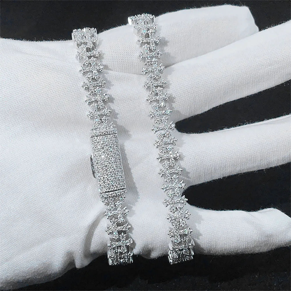 925 Silver Cross Chain Necklace Moissanite VVS