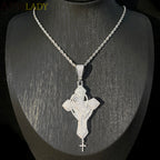 2026 New Iced Out Cross Pendant Necklace For Women Men Star Link Chain Praying Hands Bling CZ Charm Fashion Hip Hop Jewelry
