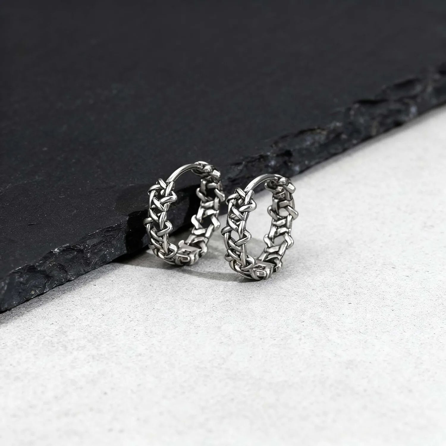 Star Pentagram Huggie Hoop Earrings — Stainless Steel