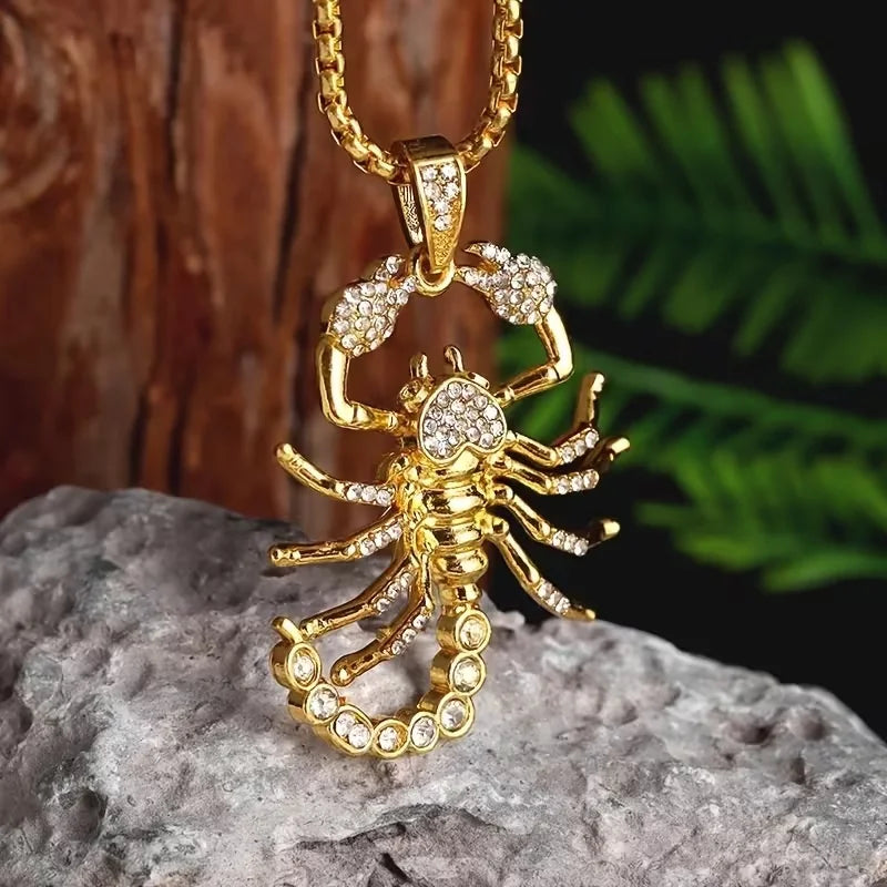High Quality Zircon Scorpion Lobster Pendant Necklace, Hip Hop Rock Party Jewelry Accessories for Men Women