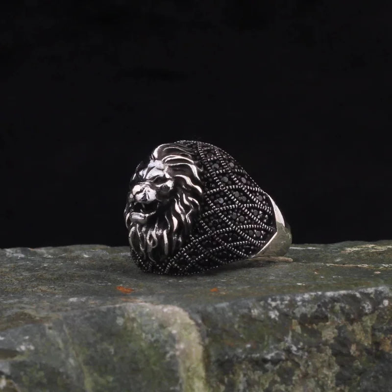 European and American Vintage Lion Ring Men's Personality Dominant INS Style Advanced Hip Hop Ring