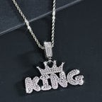 Fashion Hip Hop Crown with KING Pendant Necklace For Men Crystal Cuban Chain Iced Out Bling Hiphop Necklaces Rock Biker