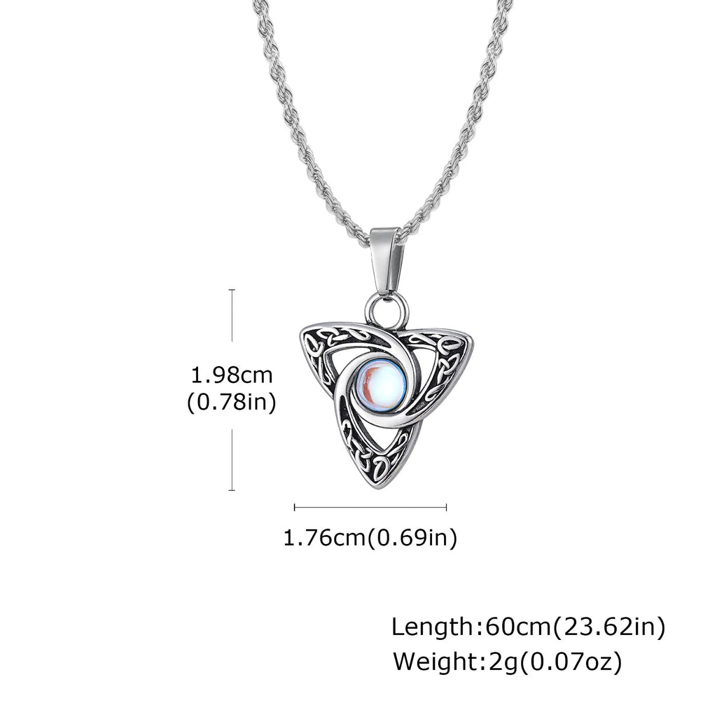 Moonstone Celtic Knot Pendant — Stainless