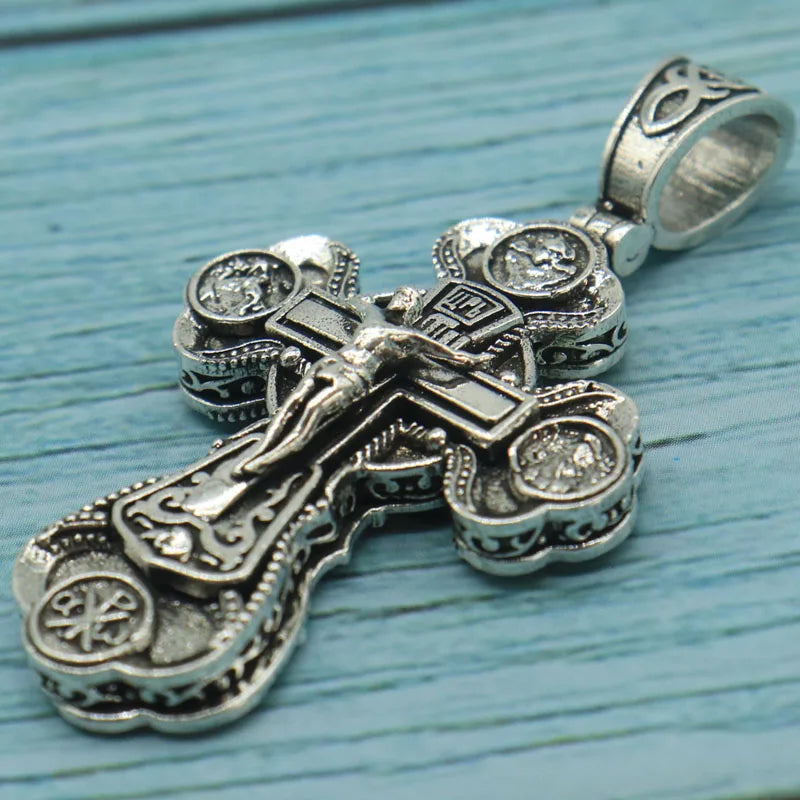 Orthodox Cross Silver Pendant Necklace