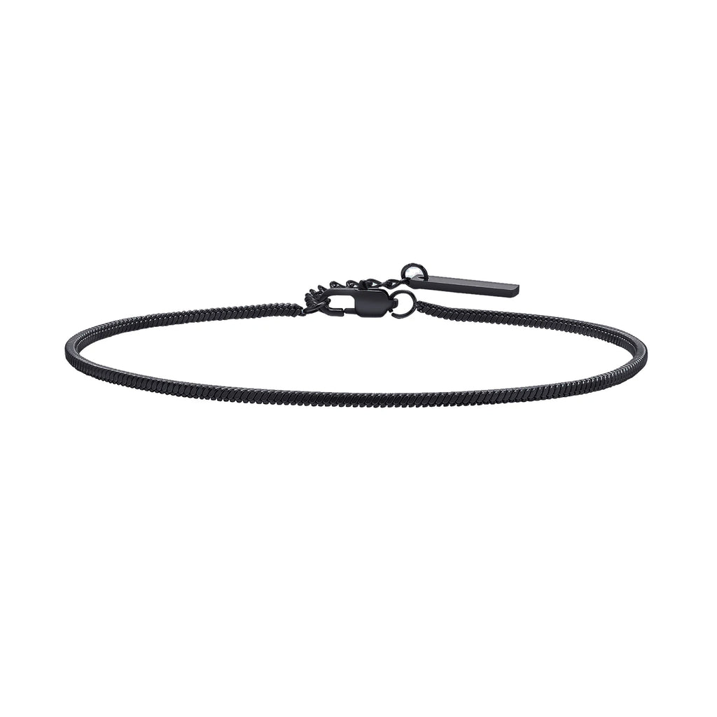 Vnox Men's Simple Square Snake Chain Bracelet Stainless Steel Three-Color Casual Wristband Cool Fashion Accessory