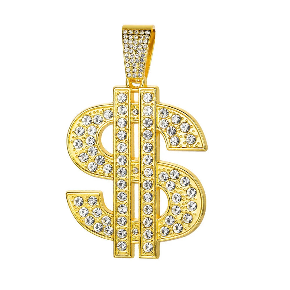 Fashion Hip Hop Dollar Pendant Necklace with 13mm Cuban Chain US Dollar Money Sign Necklaces Rap Rock Punk Jewelry For Man Gift