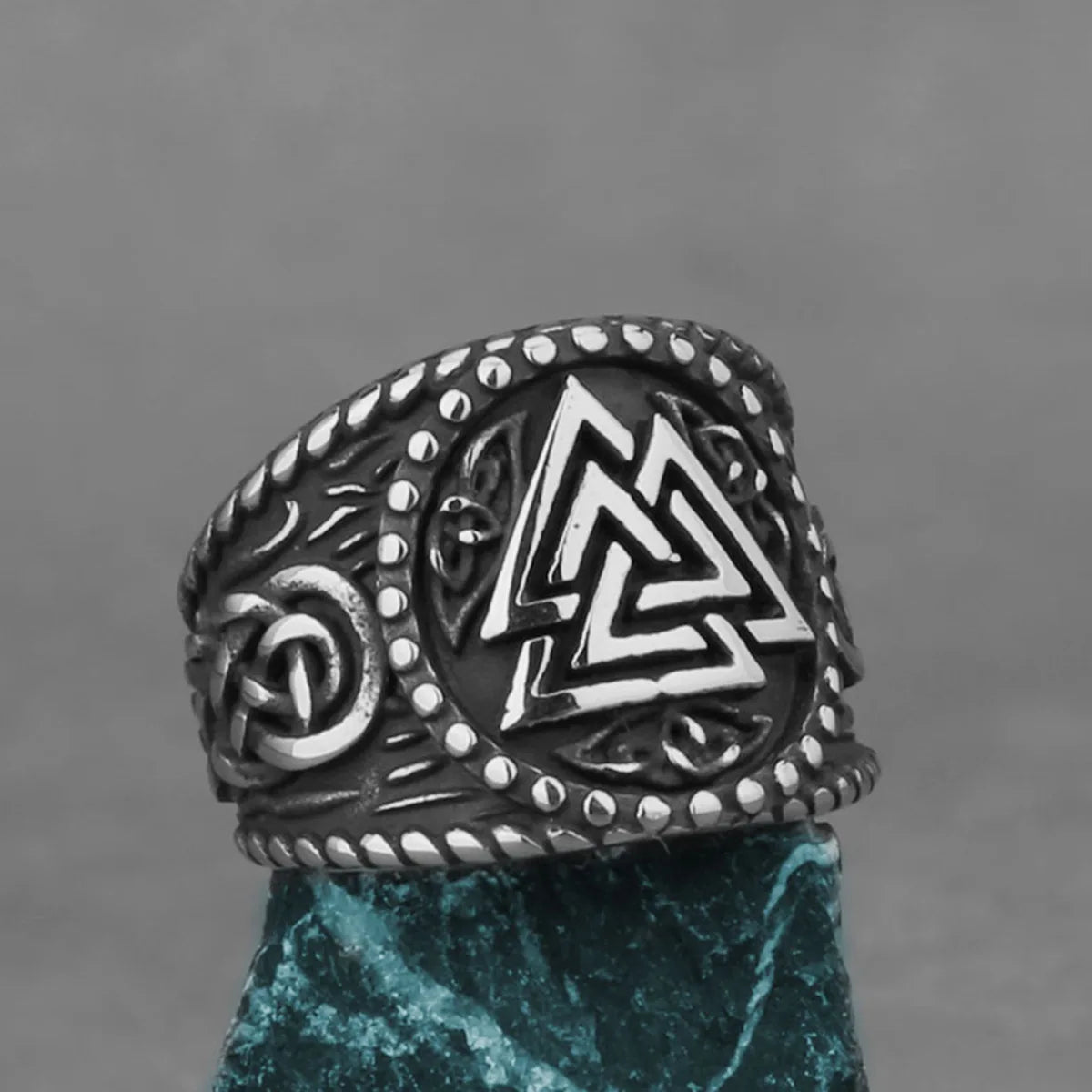 Odin Steel Ring 316L Nordic Runes Triangle
