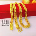 Unisex 24K AU999 Gold 10MM 60CM Twisted Polished Sideways Boss Chain Bold Men's Neckpiece with Peace Lucky Buckle