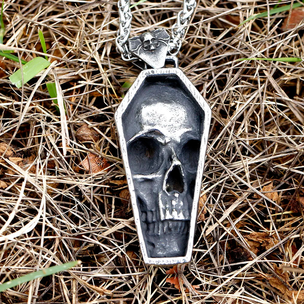 Skull Coffin Pendant Necklace — Gothic