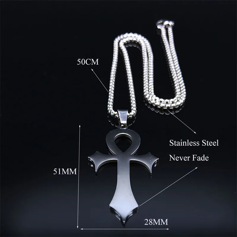 Gothic Ankh Cross Pendant Necklace — Stainless Steel