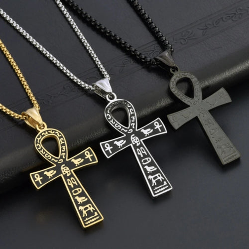 Cross Egyptian Steel Pendant 316L Anka Vintage